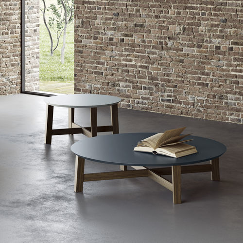Mesa de centro contemporânea - EVAN - Doimo Salotti - em MDF / em pedra / com base em carvalho