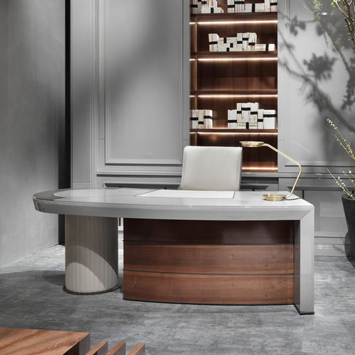 Mesa executiva - ZEUS - Elledue srl - contemporânea / em madeira / em couro