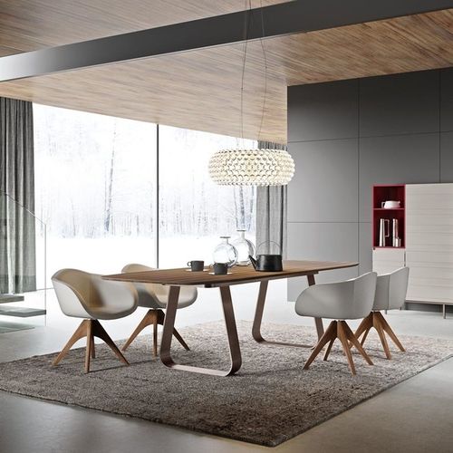 Mesa contemporânea - MUN  - Emmebi Industria Mobili - em nogueira / em madeira de eucalipto / em vidro
