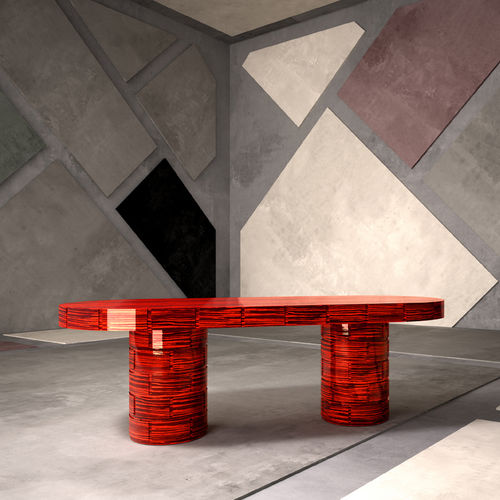 Mesa de jantar contemporânea - BRIQUE-T - Emmemobili - em ébano / em ébano de Macassar / em poliéster