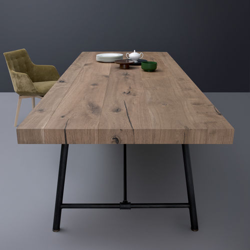 Mesa de trabalho contemporânea - PLOMBIER - ESTEL - com folheado de madeira / em carvalho / metálica