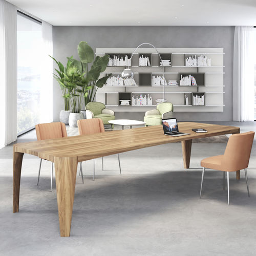 Mesa contemporânea - TERRA - ESTEL - em carvalho / em madeira maciça / com base em carvalho