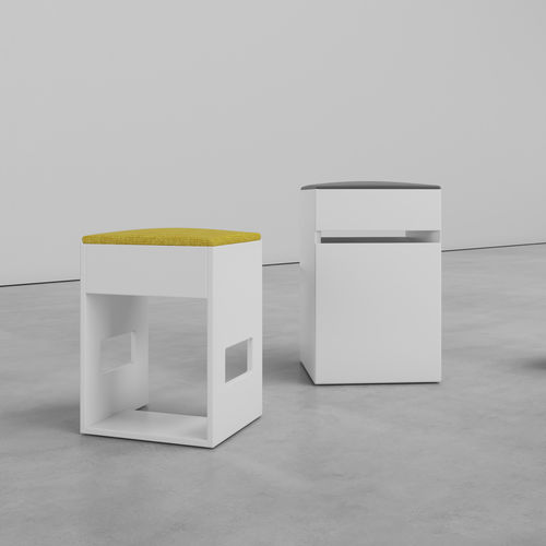 Banqueta contemporânea - BOX - ESTEL - com base em madeira / com almofadas / para escritório