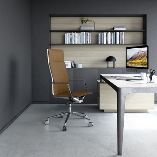 Cadeira executiva com encosto alto - ALUMINIA - ESTEL - contemporânea / em couro / em tecido