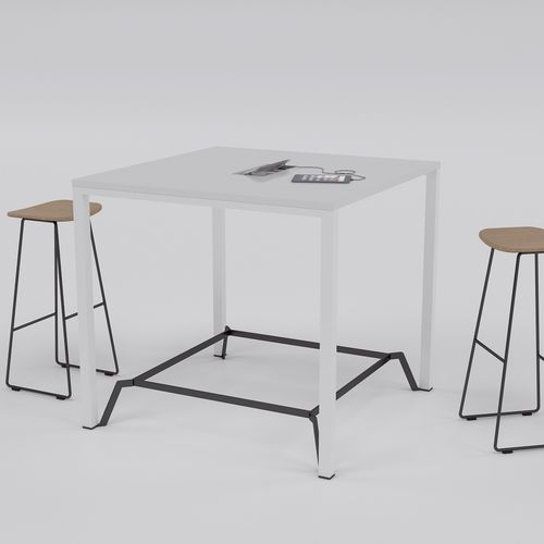 Mesa alta contemporânea - ASTERISCO APP - ESTEL - em laminado melamínico / com base metálica / retangular