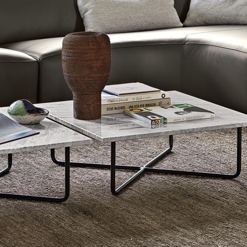 Mesa de centro contemporânea - Quattro CT 260 - Frag - em mármore / com base metálica / quadrada