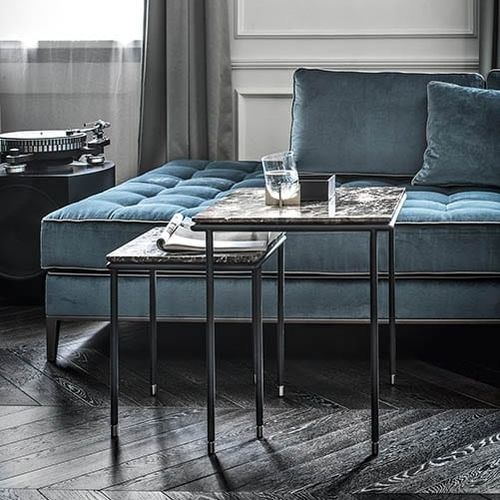 Mesa ninho contemporânea - Square 52/42 - Frag - em MDF laqueado / em mármore / com base em alumínio