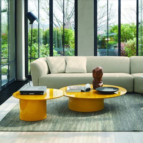 Mesa de centro contemporânea - Myon 120 - Frag - em MDF laqueado / em mármore / com base em MDF laqueada