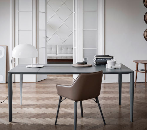 Mesa secretária de piso - Dante 180 - Frag - contemporânea / em couro / reta