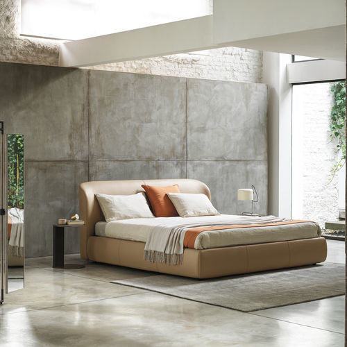 Cama de casal - Loren  - Frag - contemporânea / estofada / com cabeceira