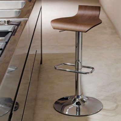 Banqueta alta contemporânea - EGO SG405GAS LEGNO - Friulsedie Sud by Dalmasson - em couro / em compensado / com base em metal cromado