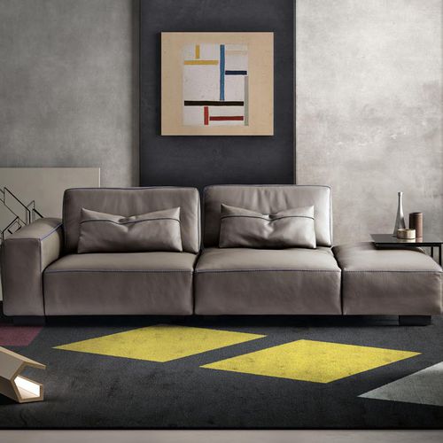 Sofá modular - SOHO  - Gamma Arredamenti International - contemporâneo / em couro / bege
