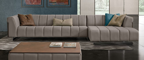 Sofá modular - NAUTILUS - Gamma Arredamenti International - contemporâneo / em couro / cinza