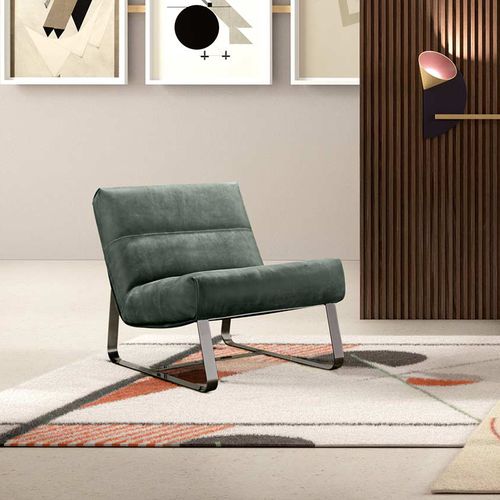 Poltrona baixa contemporânea - LOFT - Gamma Arredamenti International - em couro / metálica / com base tipo trenó