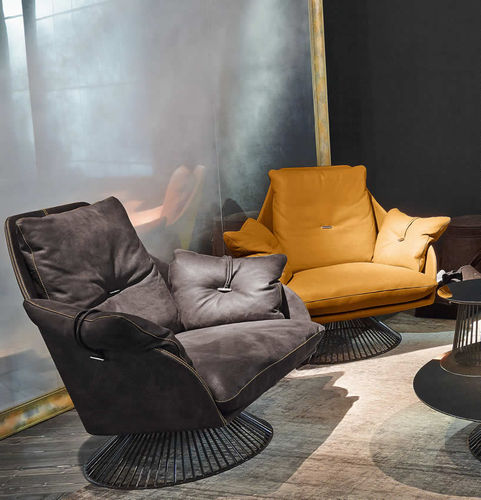 Poltrona contemporânea - GLOSS  - Gamma Arredamenti International - em couro / metálica / branca