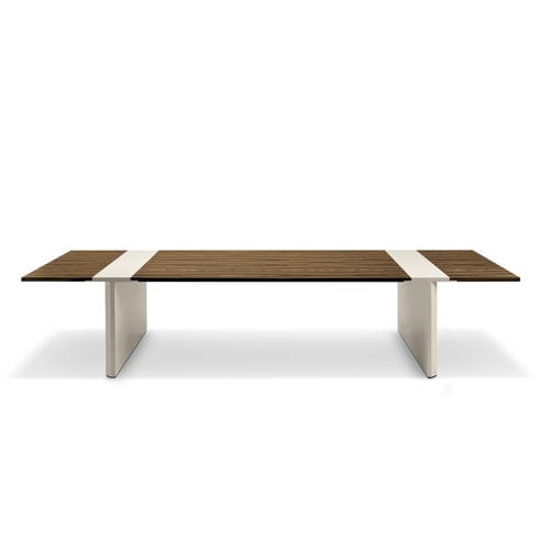 Mesa de reunião contemporânea - CROSSING - i4 MARIANI - com folheado de madeira / em couro / com base em madeira