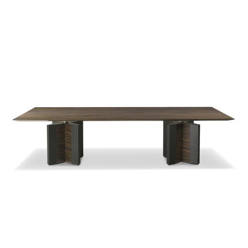 Mesa de reunião contemporânea - DE SYMETRIA - i4 MARIANI - com folheado de madeira / em vidro / em couro