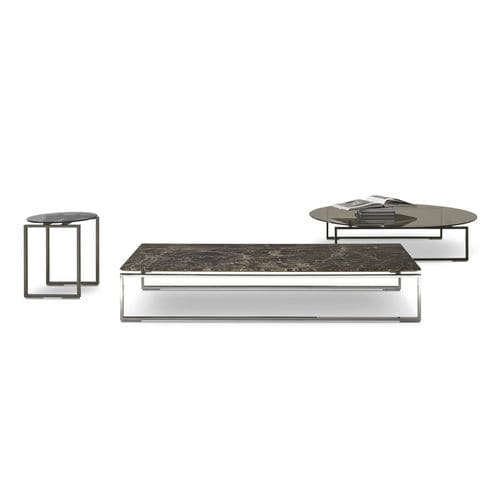 Mesa de centro contemporânea - KUBICO - i4 MARIANI - em vidro / em couro / em mármore