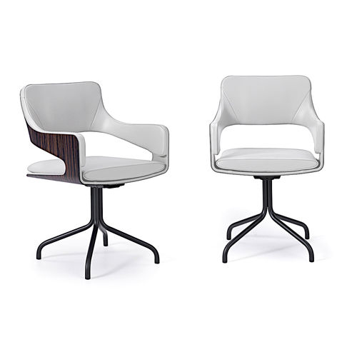 Cadeira contemporânea - SILHOUETTE - i4 MARIANI - para ambiente interno / em couro / de madeira curvada
