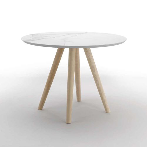Mesa de lanchonete contemporânea - MELT 98 - I.T.F. DESIGN SRL - em cerâmica / com base em madeira de freixo / redonda