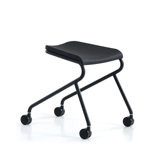 Banqueta de trabalho em tecido - ADD MOVE - Lammhults Möbel AB - em couro / com base em aço / estofada