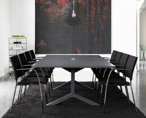 Mesa de reunião contemporânea - FUNK - Lammhults Möbel AB - em madeira de freixo / em laminado melamínico / com base em alumínio fundido