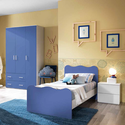 Quarto infantil branco - ES05 - M.C.S. - azul / em madeira laqueada / de menino
