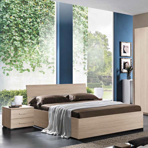 Cama de casal - EASY - M.C.S. - contemporânea / com box baú / em madeira laqueada