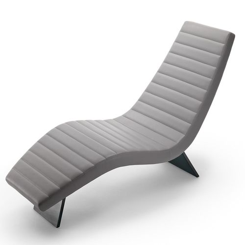 Chaise longue contemporânea -  BLACK & MORE - Malerba - em tecido / em couro / cinza