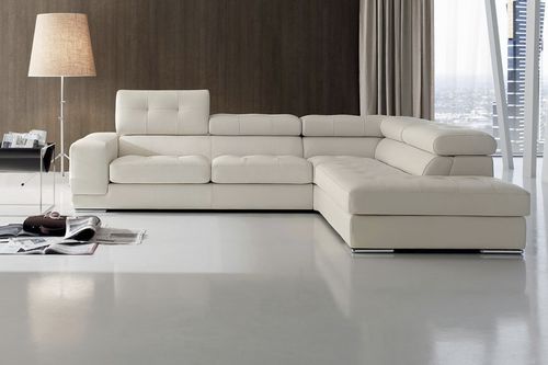 Sofá de canto - FLOOR 874  - Marinelli - contemporâneo / com encosto para cabeça / bege