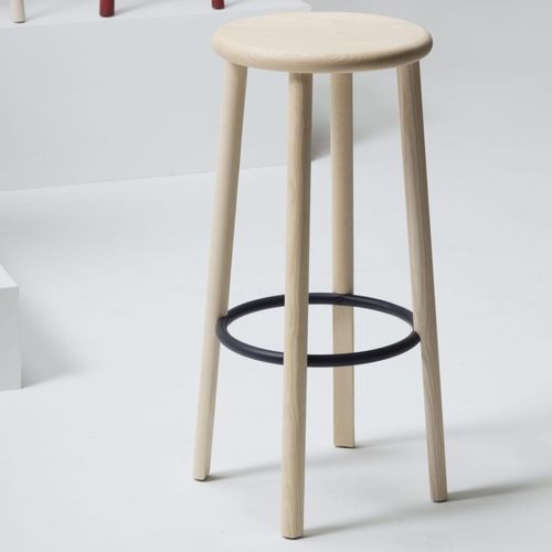 Banqueta alta contemporânea - SOLO  - Mattiazzi - em couro / em carvalho / em madeira de freixo