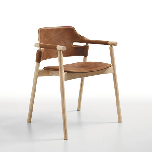 Poltrona de design original - Suite P L CU - MIDJ - em couro / em madeira / estofada