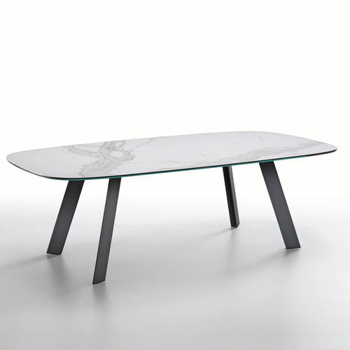 Mesa de jantar contemporânea - Alexander - MIDJ - em madeira maciça / em cerâmica / com base em aço laqueada