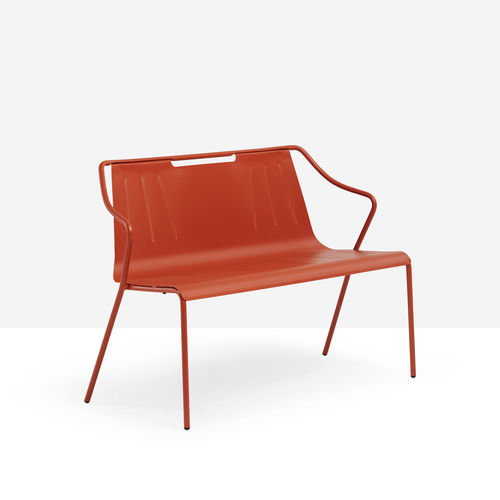 Banco contemporâneo - Ola BN M - MIDJ - em aço laqueado / com encosto / com braços