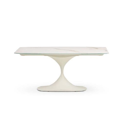 Mesa de jantar moderna - LEO EVO - MIDJ - em cerâmica / com base metálica / curva