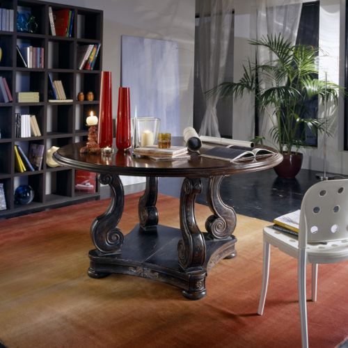 Mesa de estilo - ART 501 - Bertelè - em carvalho / redonda