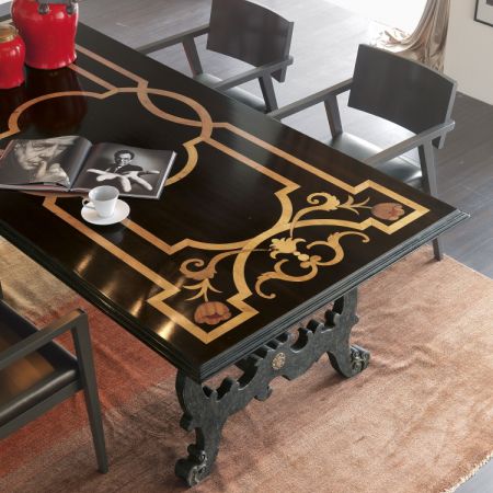 Mesa do estilo Luís XVI - ART 58 - Bertelè - em ébano / retangular