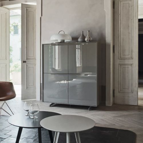 Buffet aparador alto - VELA C5C09 - SANGIACOMO - contemporâneo / com folheado de madeira / em madeira laqueada brilhante