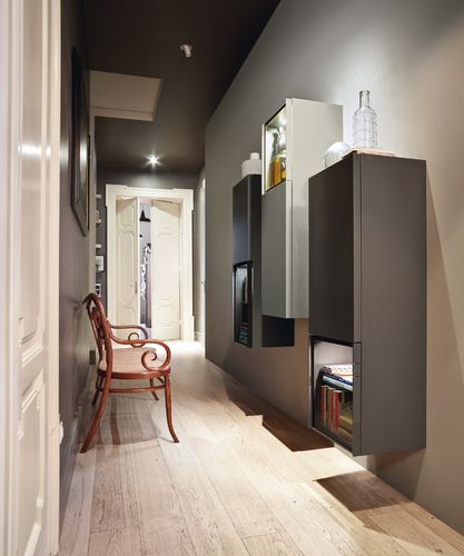 Móvel de arrumação de parede - LAMPO SCRIGNO L6C29 - SANGIACOMO - contemporâneo / em vidro / cinza