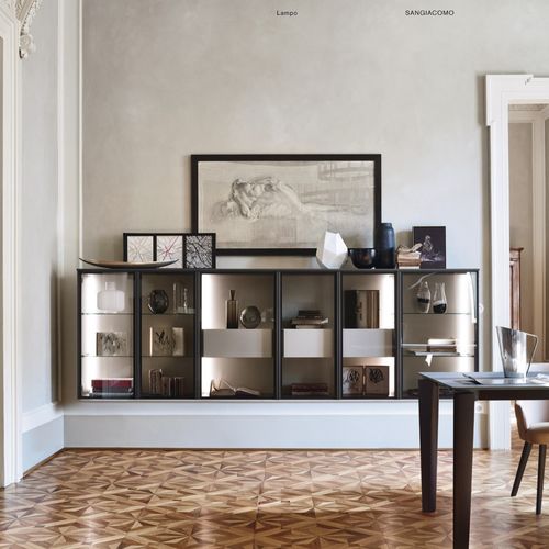 Vitrina contemporânea - LAMPO SCRIGNO L6C30 - SANGIACOMO - de parede / em vidro / em alumínio laqueado