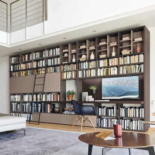 Móvel de parede de sala contemporâneo - MODO M6C68 - SANGIACOMO - em laminado melamínico / para TV / com compartimento de arrumação