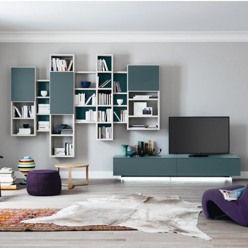 Livreiro modular - MODO M6C80 - SANGIACOMO - de parede / contemporâneo / em madeira laqueada fosca