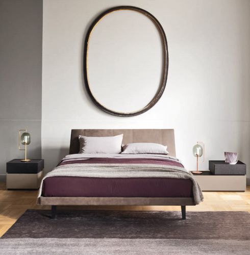 Cama de casal - FEBO 3.0 - SANGIACOMO - contemporânea / estofada / com cabeceira em couro