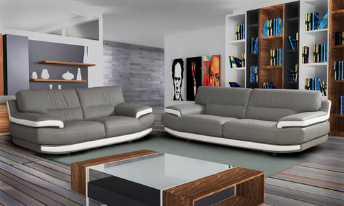 Sofá contemporâneo - ALIFAX - Nieri - em couro / cinza / de 2 lugares