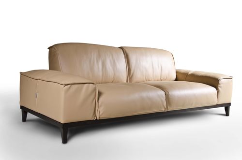 Sofá contemporâneo - MANCHESTER - Nieri - em couro / bege / com base em Wenge