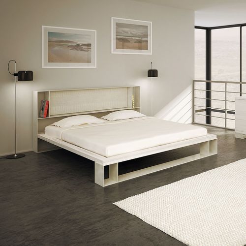 Cama de casal - MOON 300 - NOVO Design Made in Toscana - contemporânea / com cabeceira / com prateleiras