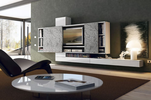 Móvel de parede contemporâneo para TV - PRO622658 - PESCAROLLO - em madeira / em madeira laqueada