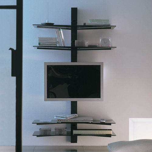 Suporte de parede para TV contemporâneo - XL82.ERIK A - XABITAre - com suporte para leitor de DVD / metálico / em vidro