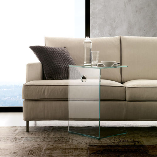 Mesa lateral contemporânea - T18.SERVENTE - XABITAre - em vidro temperado / com base em vidro temperado / retangular