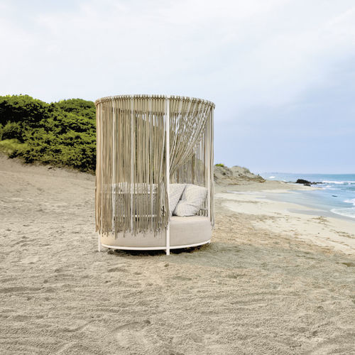 Cama de jardim com dossel - OASI - Roberti Rattan - de solteiro / contemporânea / estofada